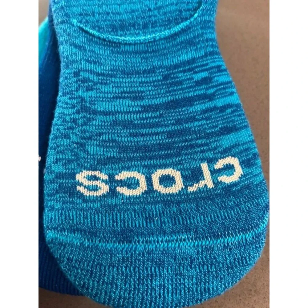 Crocs Unisex S/M Blue Footie Hidden Liner Socks 3-Pack Womens 5-10/Mens 5-8